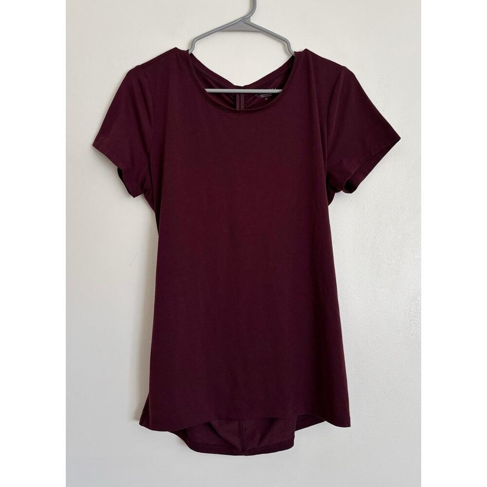 Marron Wine Athleta Open Back Ruched Encore Tee M